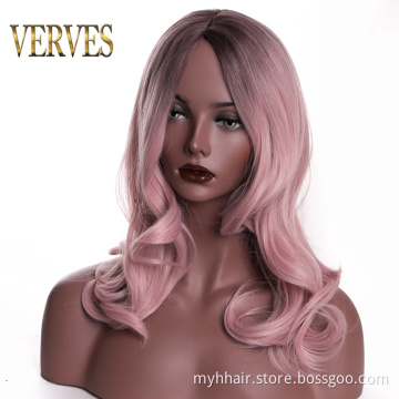 Body Wave synthetic hair Wig, High Temperature 20 inch for Women Afro cosplay Natural Ombre color hair wigs